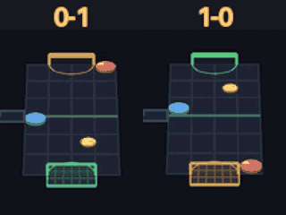 Both players' views of air hockey generated by the world model